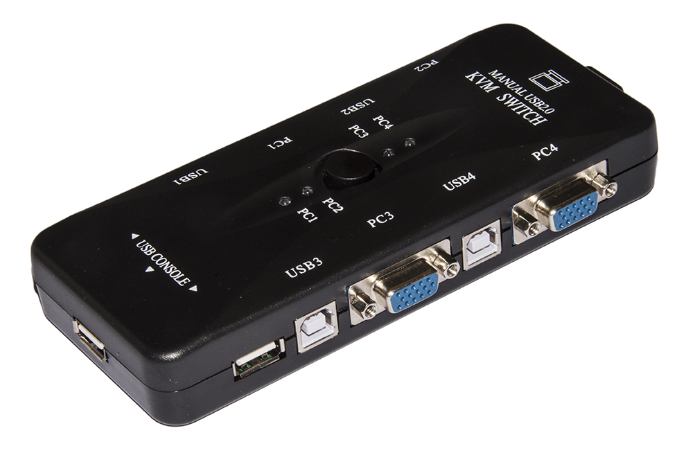 KVM SWITCH 4PC USB/VGA 1MOUSE 1TAST 1 MONITOR CAVI INCLUSI
