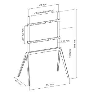 STAFFA  PAVIMENTO PER TV 55-86 LOAD 60KG 600X400 BIANCO METAL