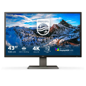 MON 42.5 VA 3840 16:9 KVM HDMIX3 PHILIPS DP USBC 439P1 REG ALT MM