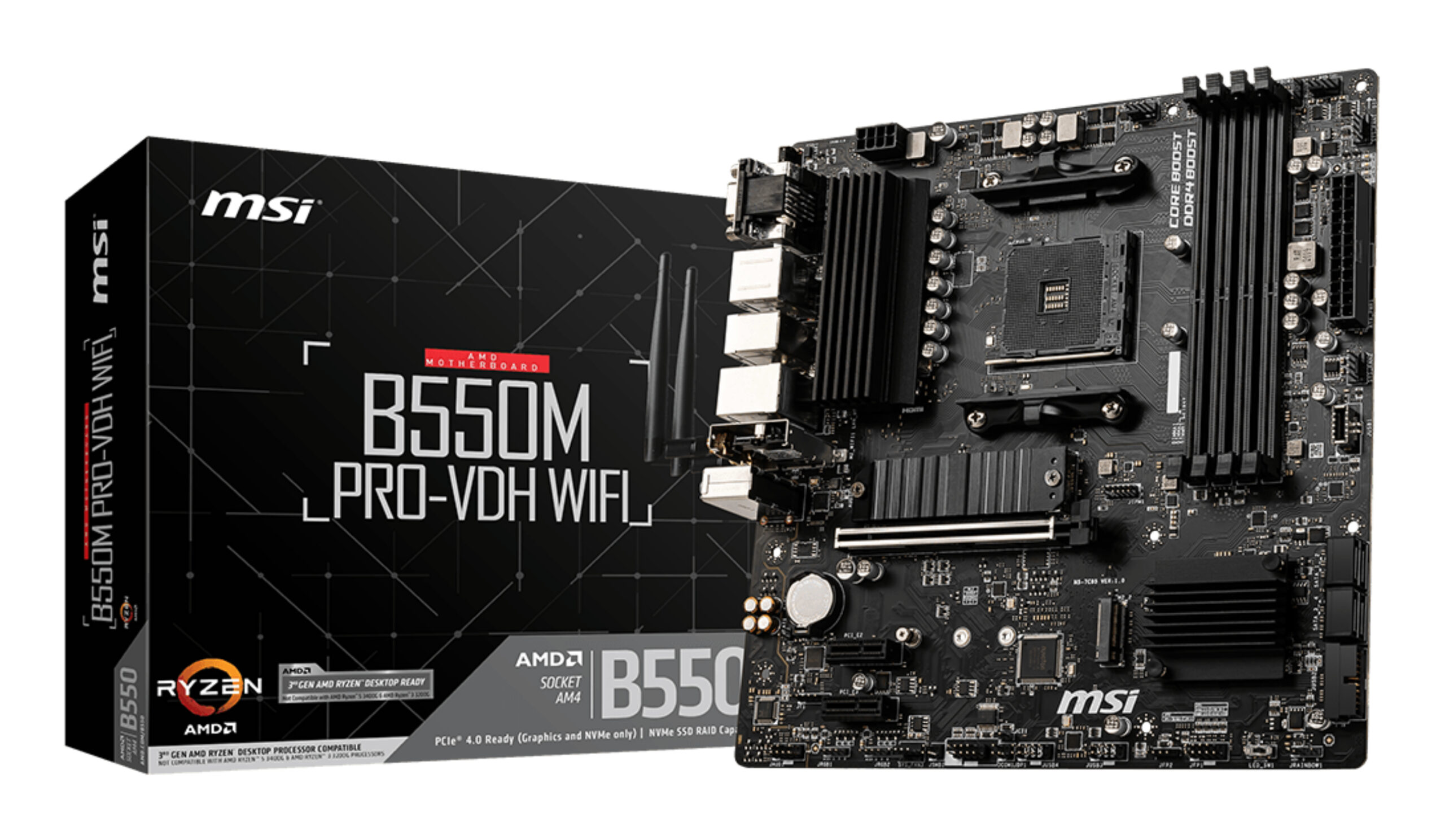 MB MSI B550M PRO-VDH WIFI AM4 RYZ50 004D4 4S3 2M.2 U3.2 GBL V/H/DP RAID