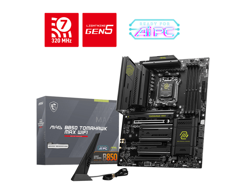 MB MSI MAG B850 TOMAHAWK MAX WIFI AM5 4DDR5 3PCIE 5M2 4SATA 1HD