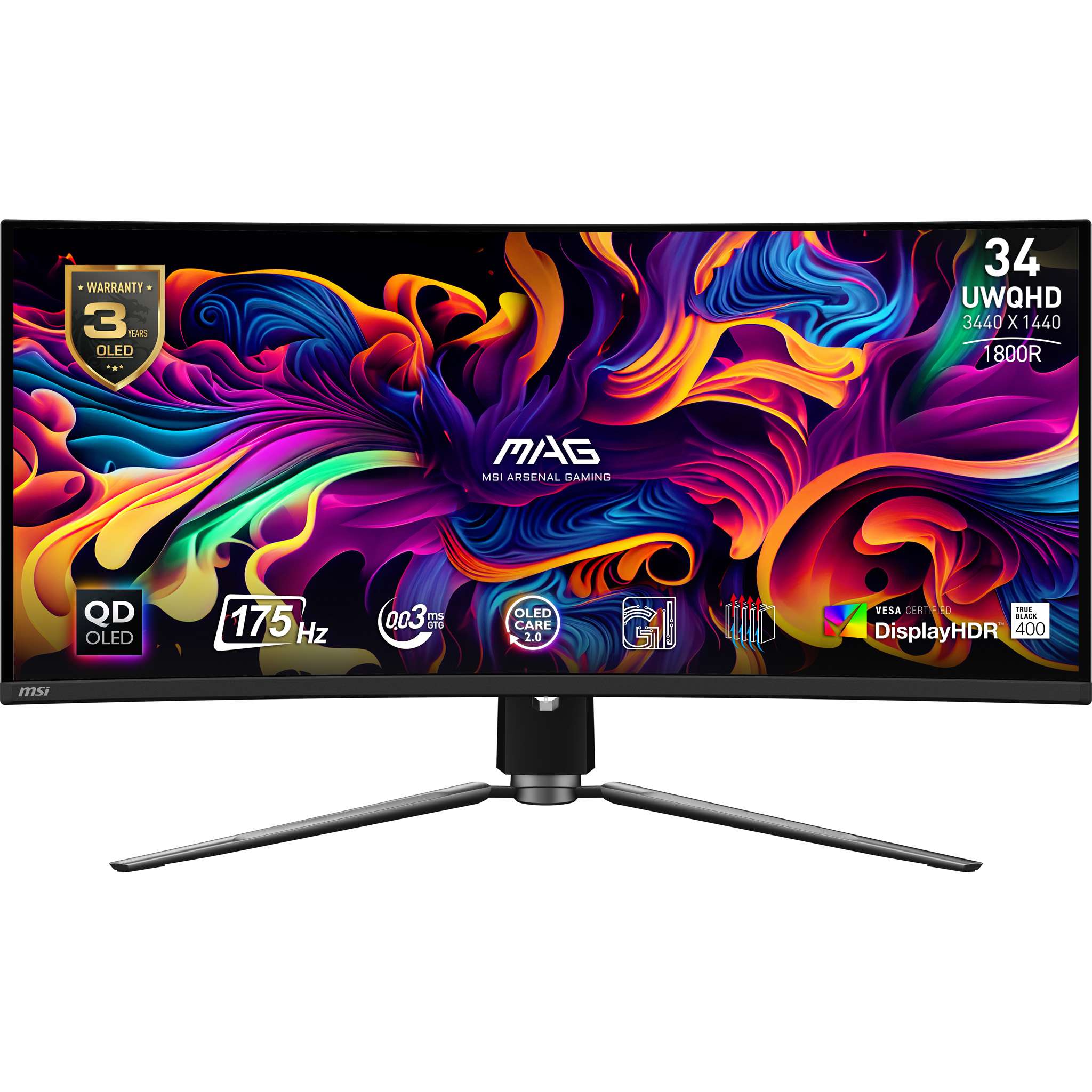 MON 34 OLED GAMING 1HDMI 1DP 175HZ MSI MAG 341CQP QD-OLED 3Y
